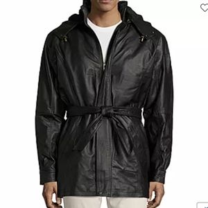 USA Leather men's mid length coat